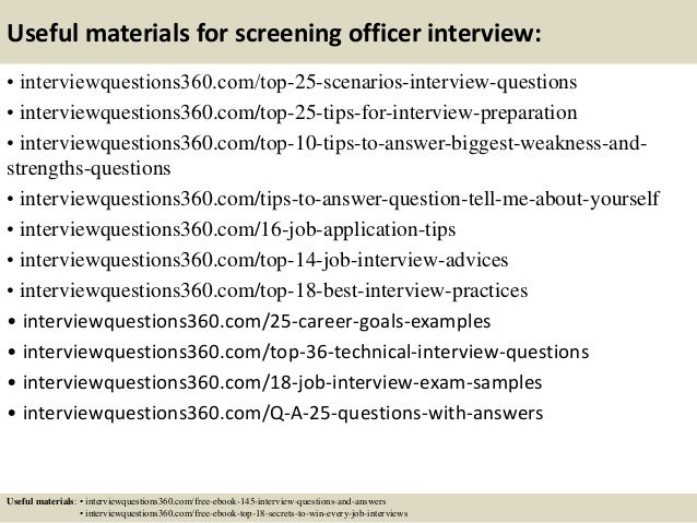 pre screening interview questions and answers