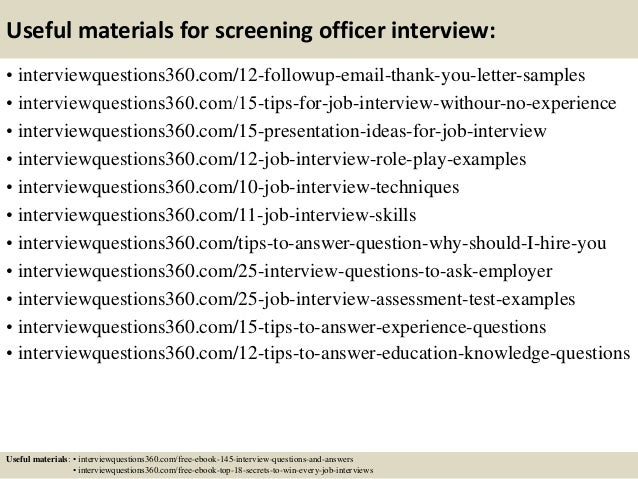 top 10 screening officer interview questions and answers pre screening interview questions and answers