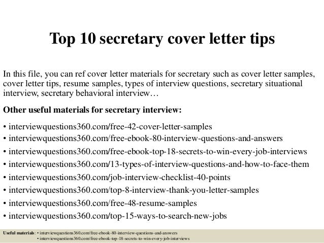 Cover letter secretary