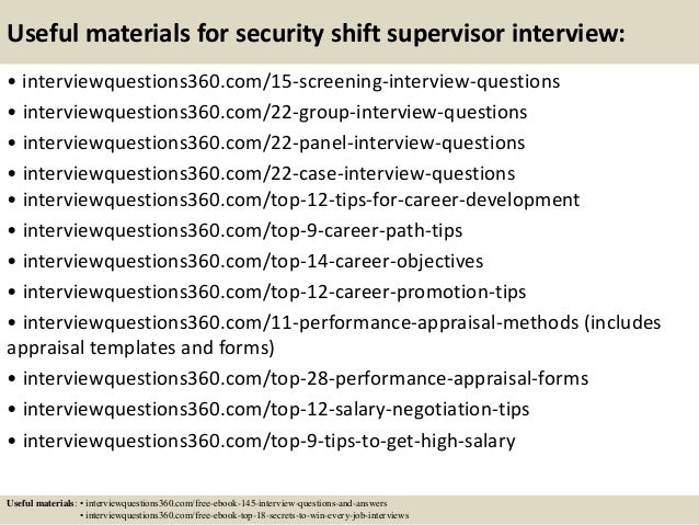 top 10 security shift supervisor interview questions and answers shift supervisor job description
