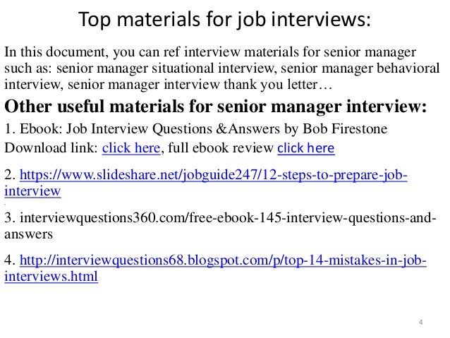 Senior Manager Interview Questions Remar