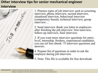 Top 10 senior mechanical engineer interview questions and answers | PPTX