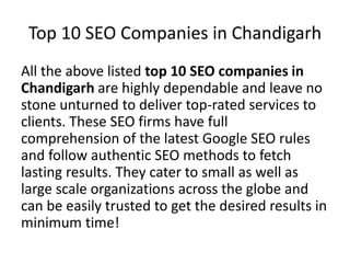 Top 10 seo companies in chandigarh