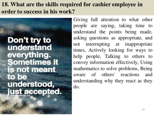 skills used as a cashier