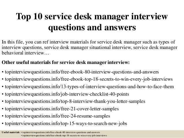 Service Desk Interview Questions Remar