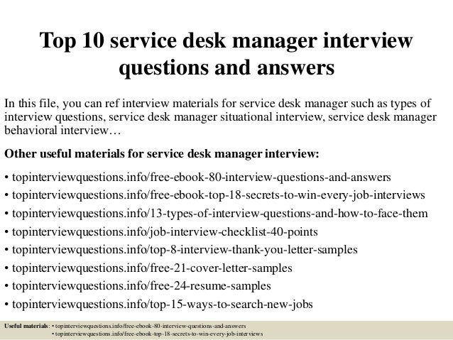 Top 10 Service Desk Manager Interview Questions And Answers