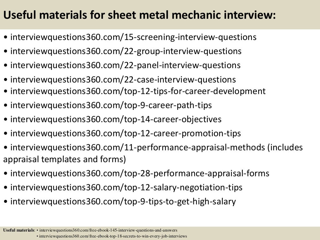 Top 10 sheet metal mechanic interview questions and answers