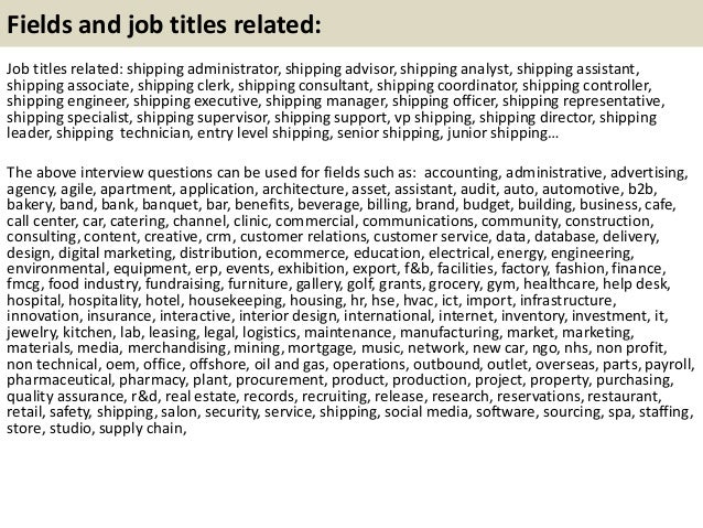 shipping manager job description