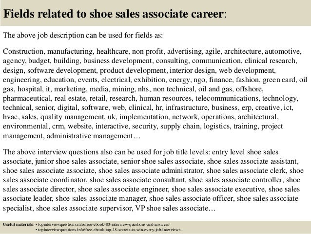 Shoe sales associate sample resume