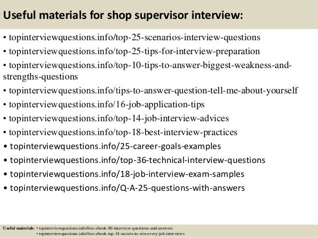 Top 10 shop supervisor interview questions and answers