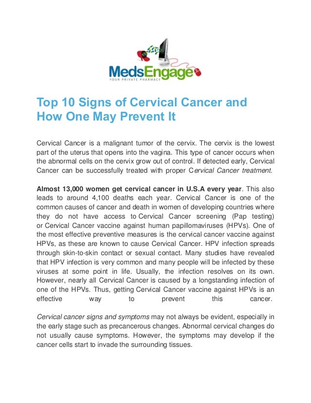 Signs cervical 10 cancer of Do You