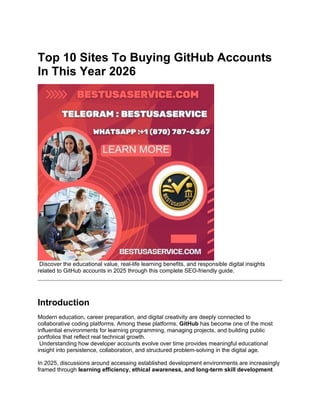 Top 10 Sites To Buying GitHub Accounts In This Year 2026.docx