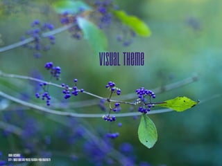 Visual Theme
Image: aussiegall
http://www.flickr.com/photos/14516334@N00/9058768724
 