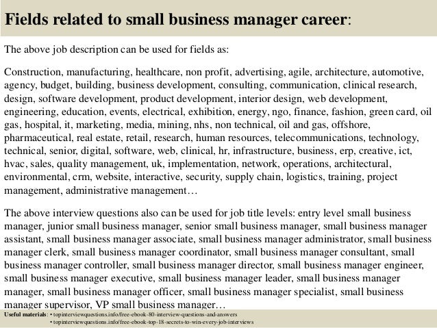 small business manager job description
