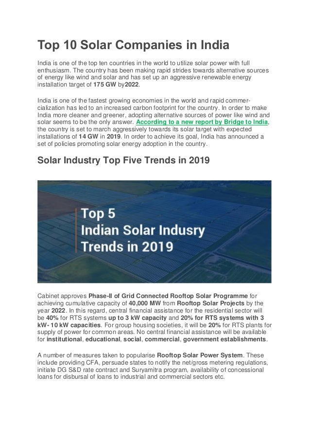 Top 10 Solar Companies In India