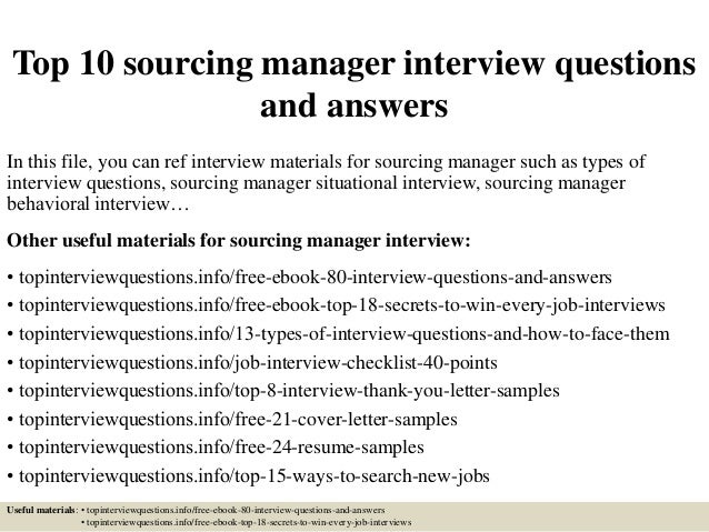Top 10 sourcing manager interview questions and answers