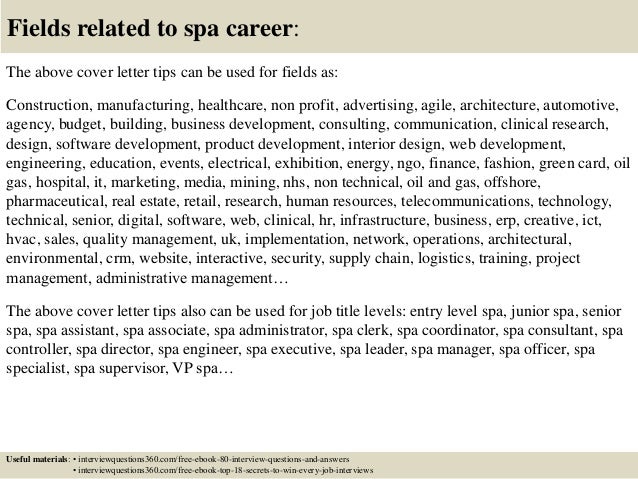 top 10 spa cover letter tips spa cover letter