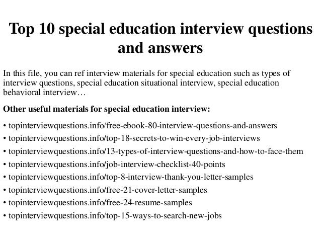 Top 10 special education interview questions and answers