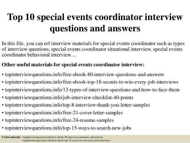 special events coordinator cover letters