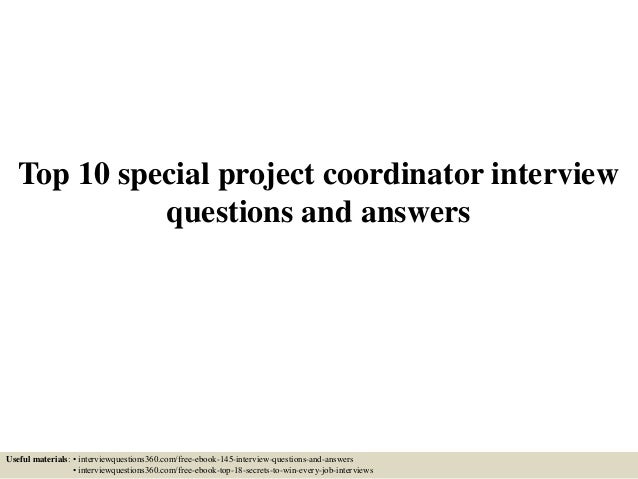 project coordinator interview questions and answers