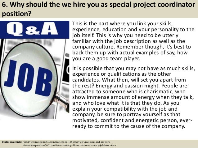 project coordinator sample interview questions