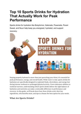 Top 10 Sports Drinks for Hydration That Actually Work for Peak ...