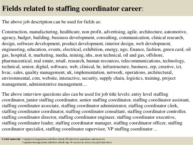 job description for staffing coordinator