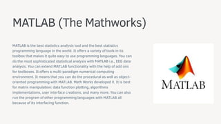 Important Matlab Tools Top 10 statistics tools to get better data insights | PPTX