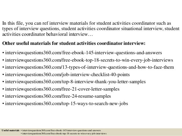 top 10 student activities coordinator interview questions and answers pdf ebook free download