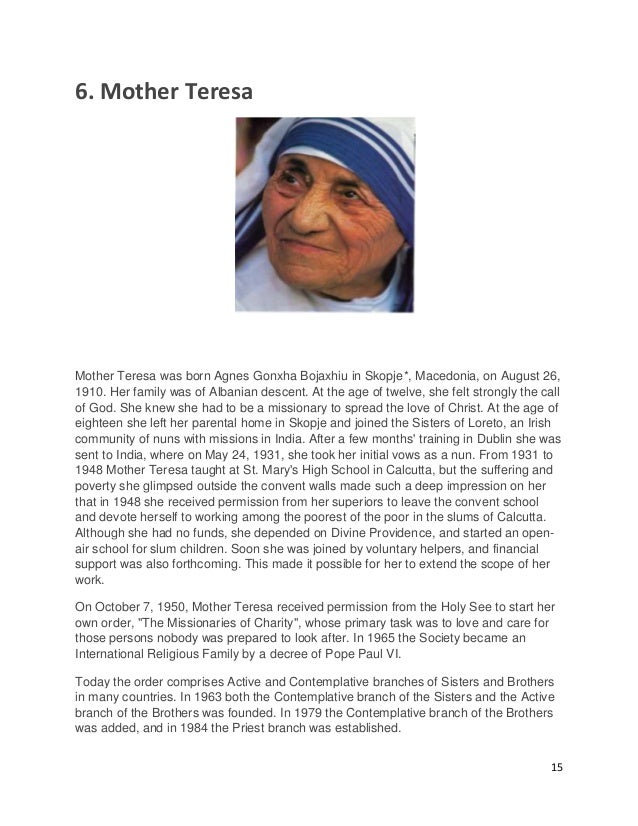 Mother teresa hindi essay