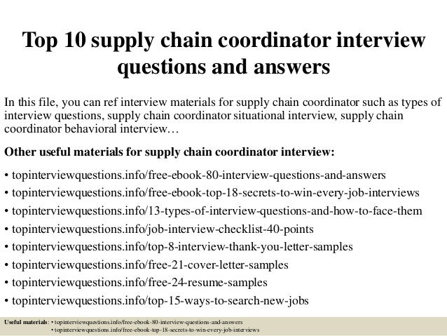 top 10 supply chain coordinator interview questions and answers