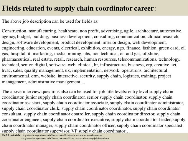 top 10 supply chain coordinator interview questions and job description for supply chain manager