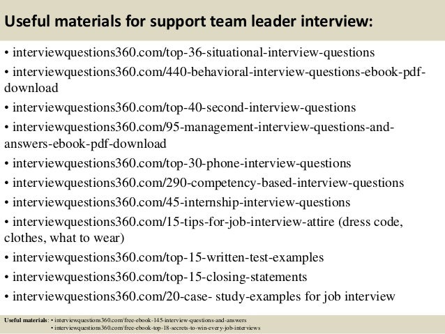 interview questions for team leader