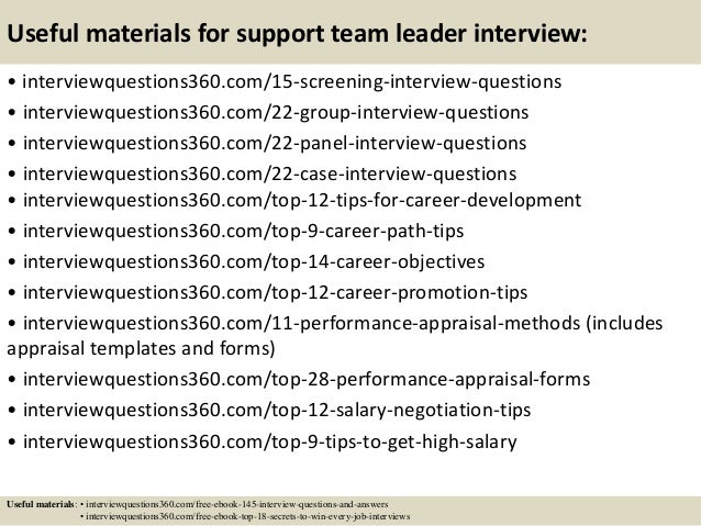 interview questions for team leader