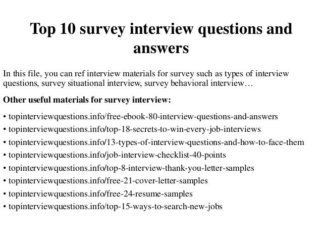 Top 10 survey interview questions and answers
