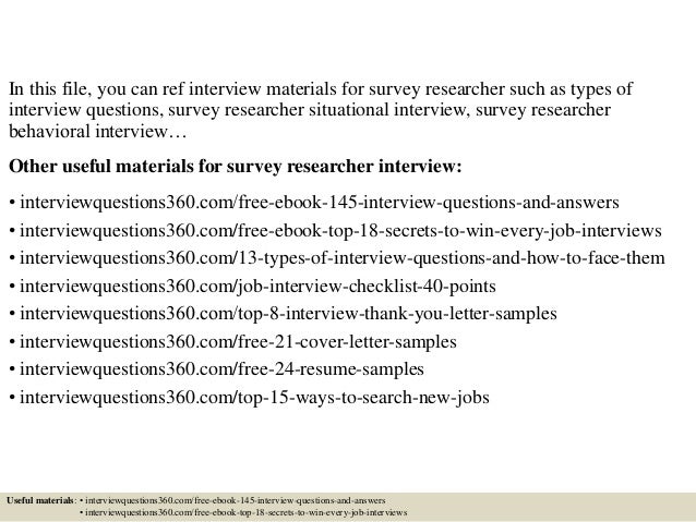 Top 10 survey researcher interview questions and answers Top 10 survey researcher interview questions and answers