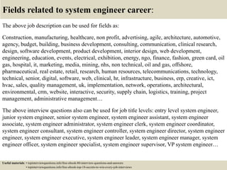 Top 10 system engineer interview questions and answers | PPTX