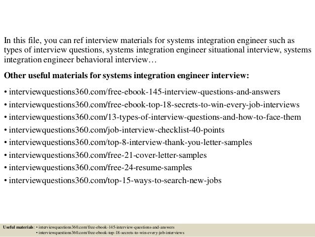 top 10 systems integration engineer interview questions and answers - Integration Engineer Sample Resume top 10 systems integration engineer interview questions and answers - Integration Engineer Sample Resume