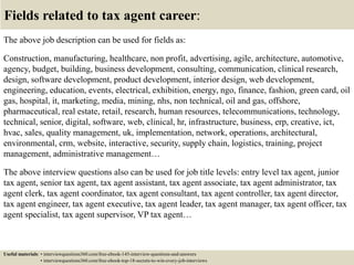Top 10 tax agent interview questions and answers | PPTX