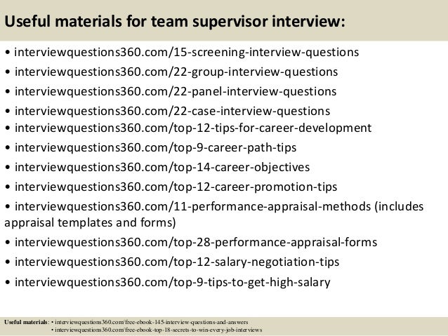 interview questions for supervisor