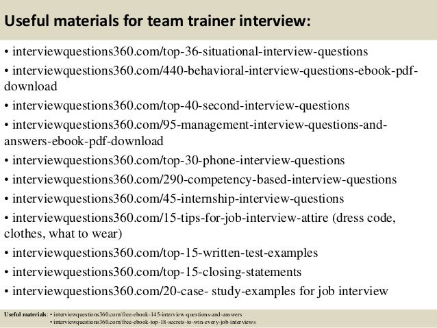 interview questions for trainers