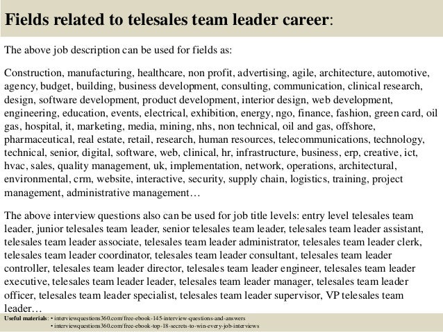 interview questions for team leader