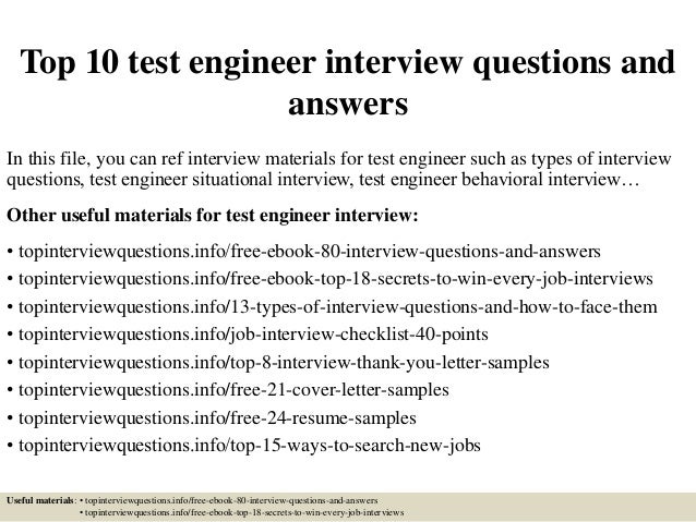 Top 10 test engineer interview questions and answers