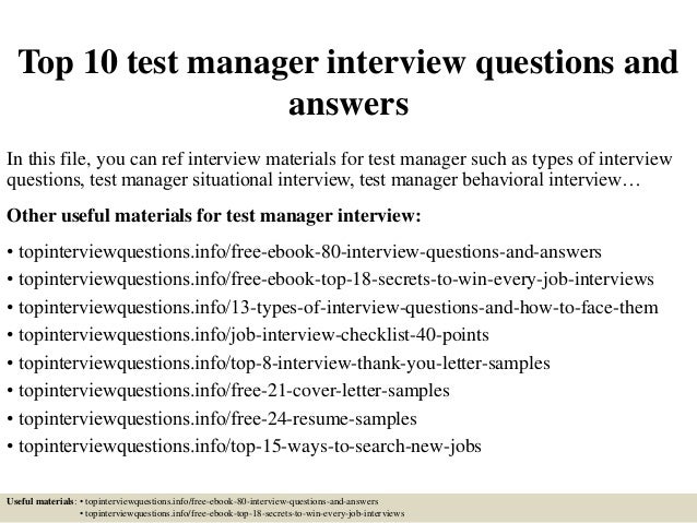 Top 10 test manager interview questions and answers