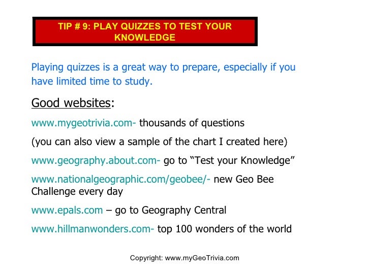 Top Ten Tips for National Geographic Bee