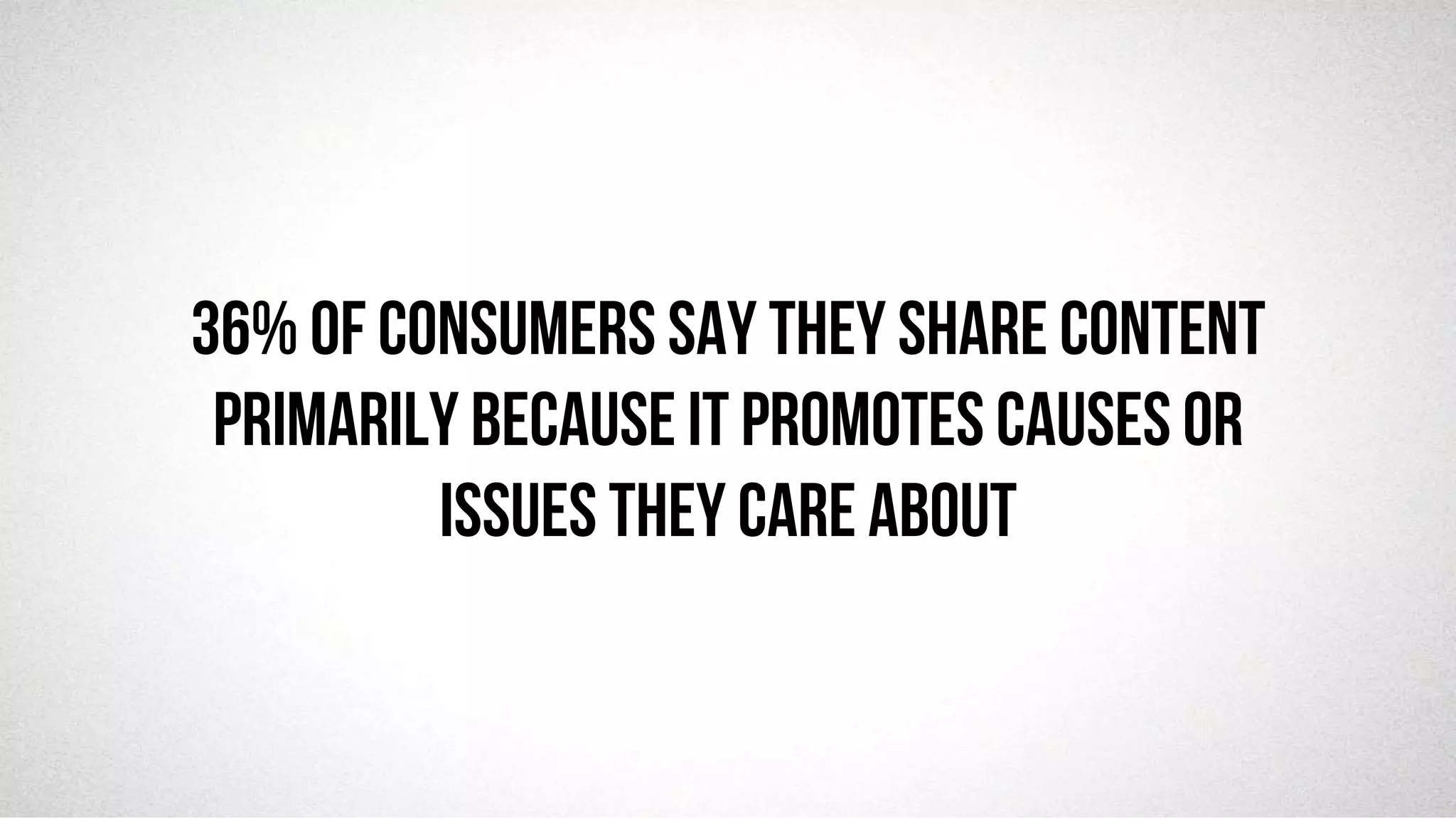 @robjwu	
  /	
  @causevox	
  
36% of consumers say they share content
primarily because it promotes causes or
issues they care about
 