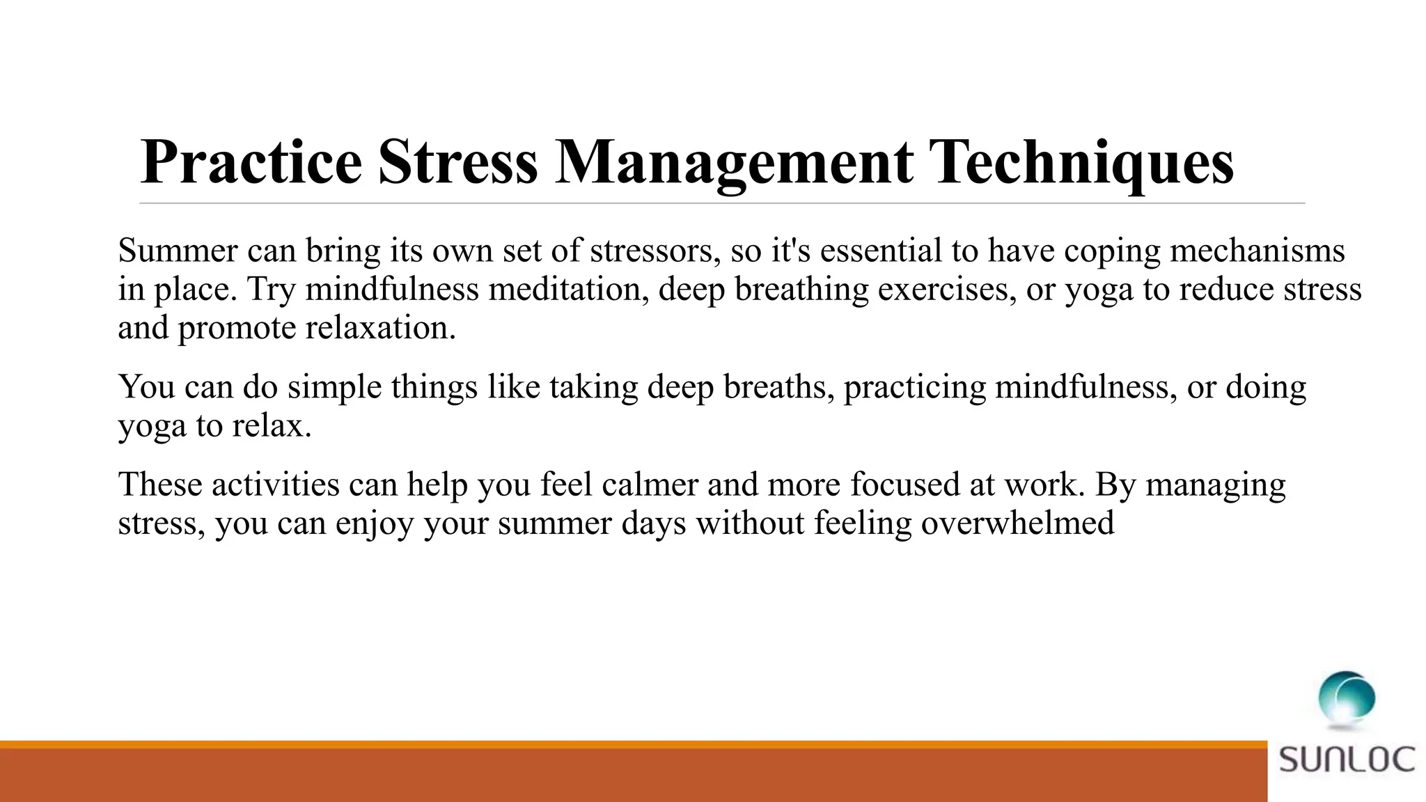 August Work Tips top 10 tips for maintaining wellness at work in the summer.pptx