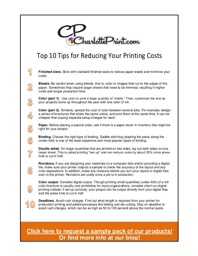 Top 10 Tips For Reducing Your Printing Costs