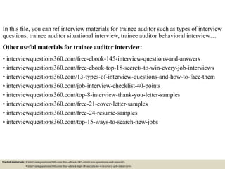 Top 10 trainee auditor interview questions and answers | PPTX