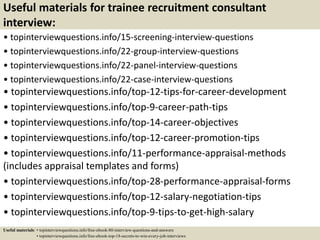 Top 10 trainee recruitment consultant interview questions and 
